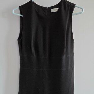 Sophisticated Black Scuba Sheath Dress - Faux Wrap Detail